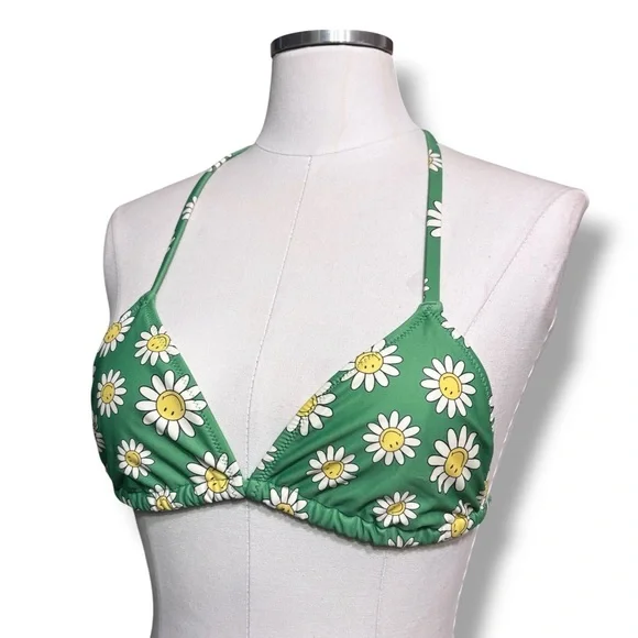AERIE Smiley String Triangle Bikini Top Celebrity Green Size Small - Picture 1 of 9
